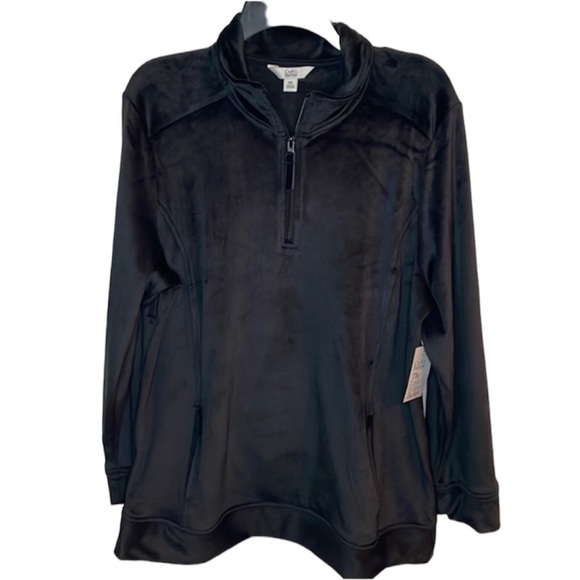 croft & barrow Tops - NWT Women’s Croft & Barrow Velour Quarter Zip Black Size XXL Top - Plus Size